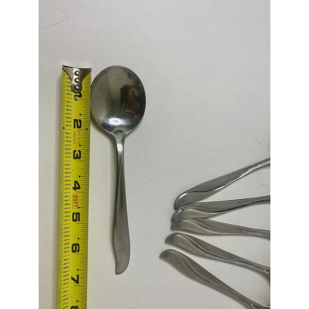International Silver Rogers Impression Round Gumbo Soup Spoon Lot 6 Replacements